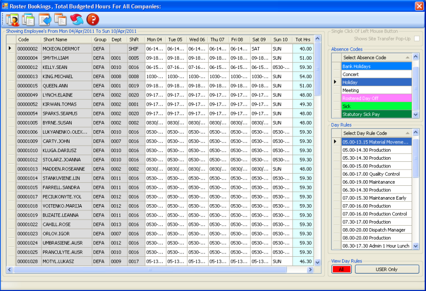 3 weeks worktime sheet